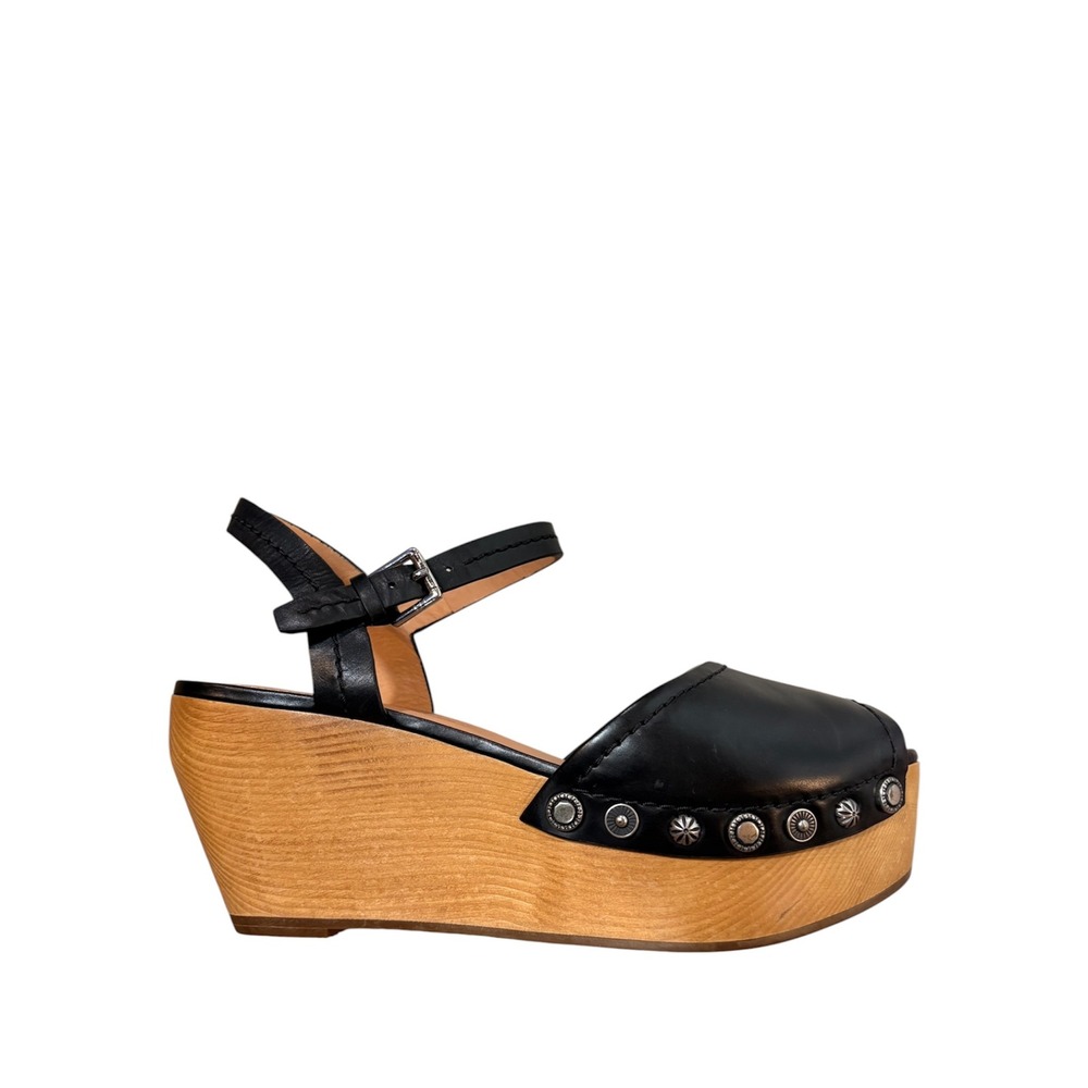 Sigerson Morrison Black Leather Cailey Platform Sandals Women's 8 Casual Retro